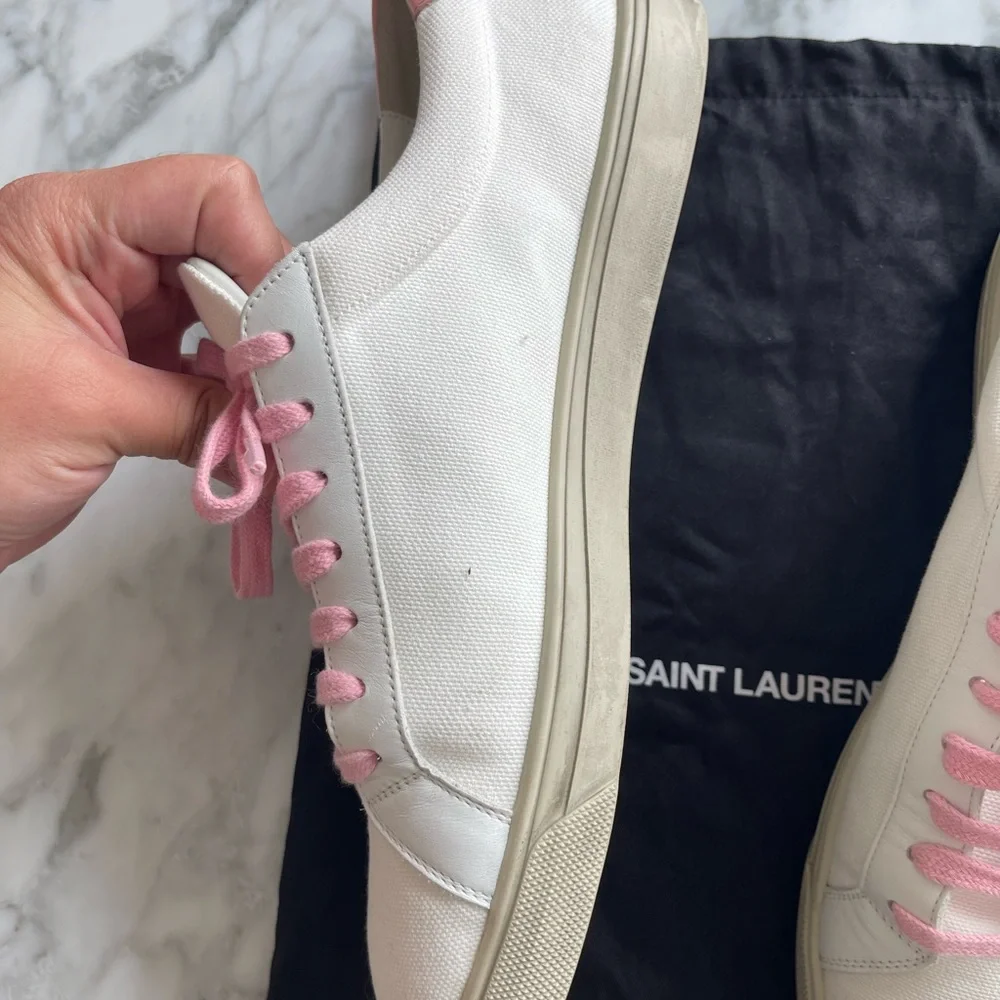 Saint Laurent Men’s White and Pink Sneakers, size 42 (9) - Picture 5 of 11